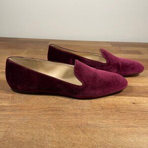 J. Crew Woman’s Size 11 Burgundy Deep Red Velvet Cora Loafer